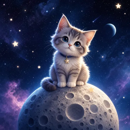 gpt-image-2 文生图示例：月亮上的猫咪